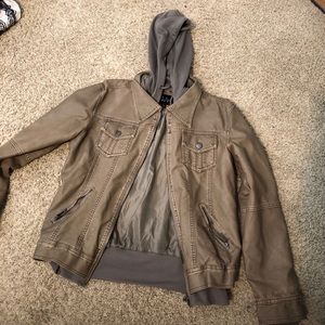 Coalition Faux Leather Hoodie Jacket